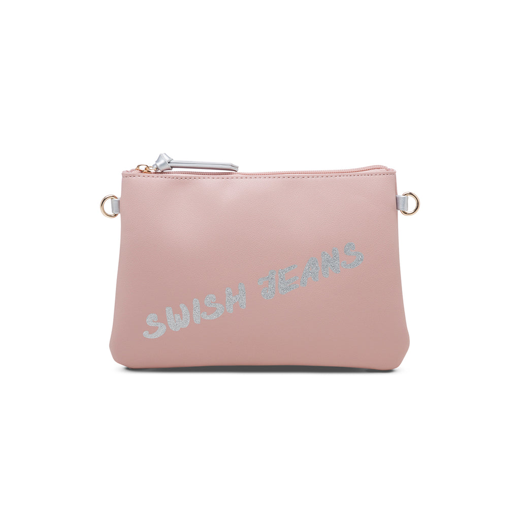Borsa a tracolla rosa con logo glitterato Swish Jeans Abby