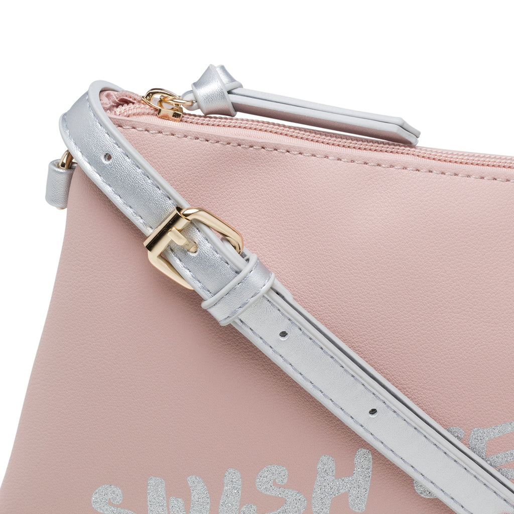 Borsa a tracolla rosa con logo glitterato Swish Jeans Abby