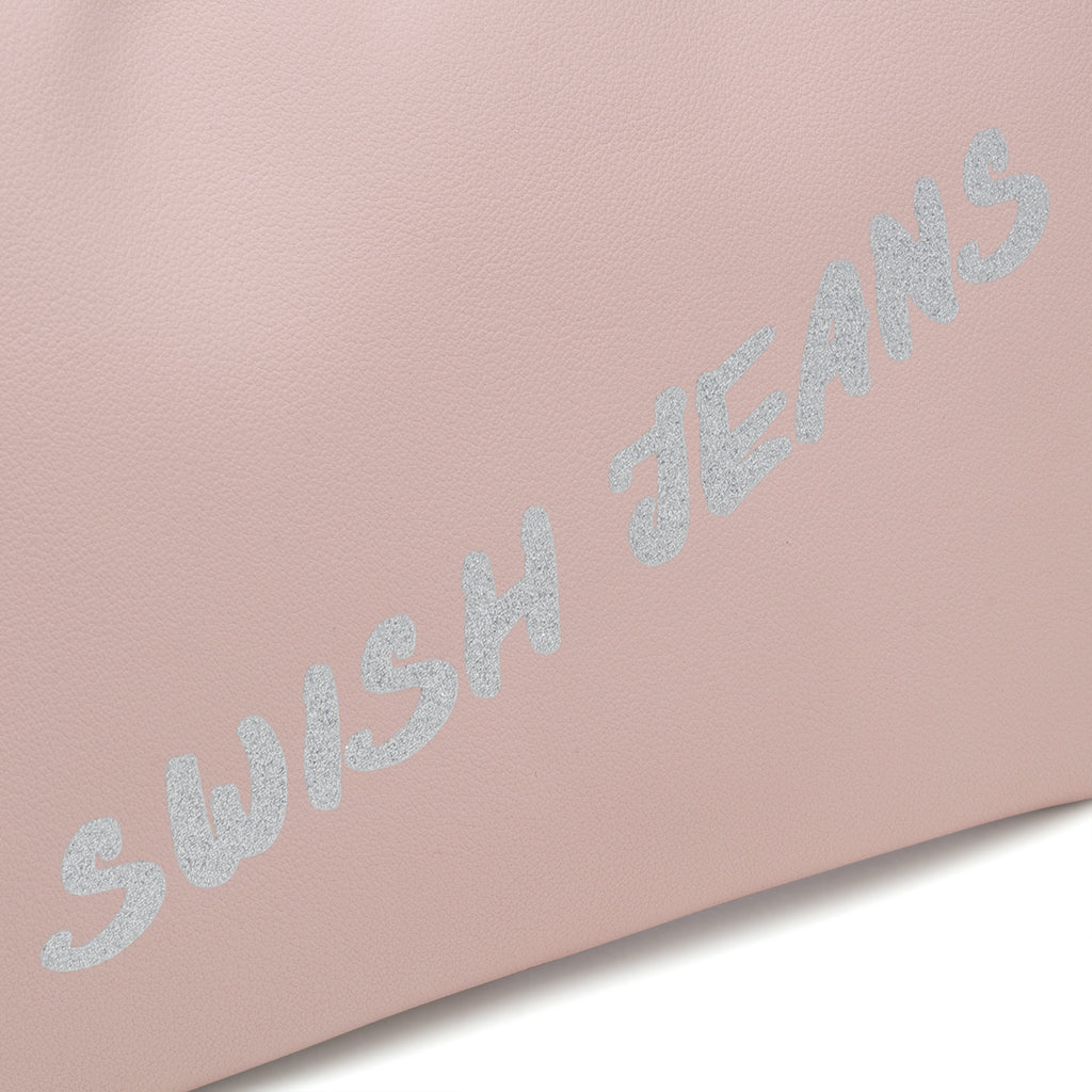 Borsa a tracolla rosa con logo glitterato Swish Jeans Abby
