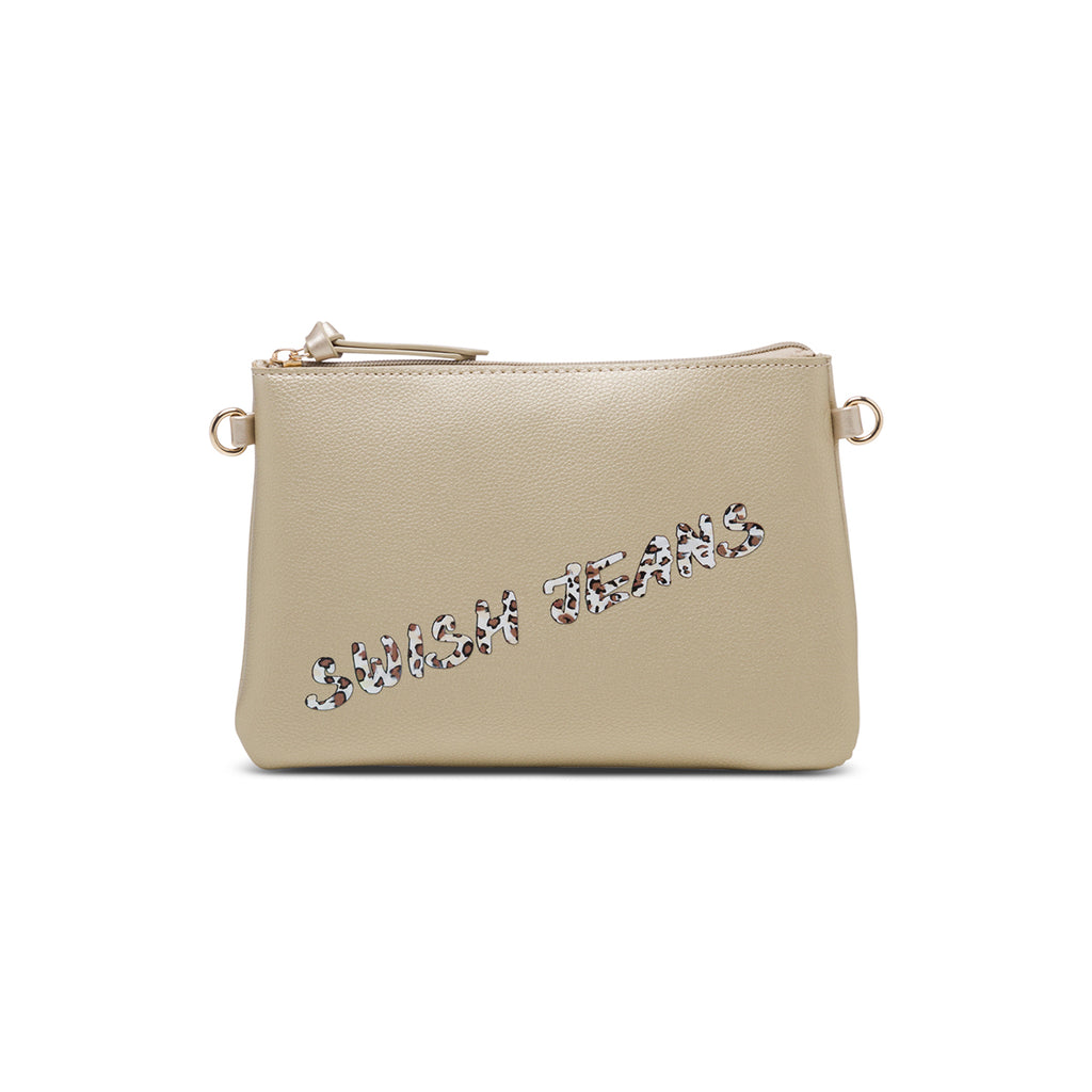 Borsa a tracolla oro con logo animalier Swish Jeans Abby