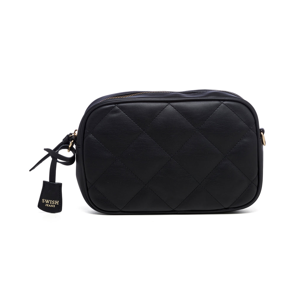 Borsa a tracolla nera effetto trapuntato Swish Jeans Teddy