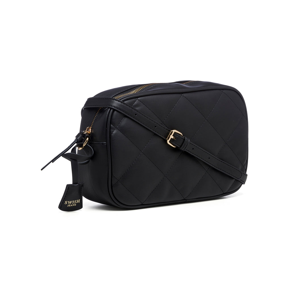 Borsa a tracolla nera effetto trapuntato Swish Jeans Teddy
