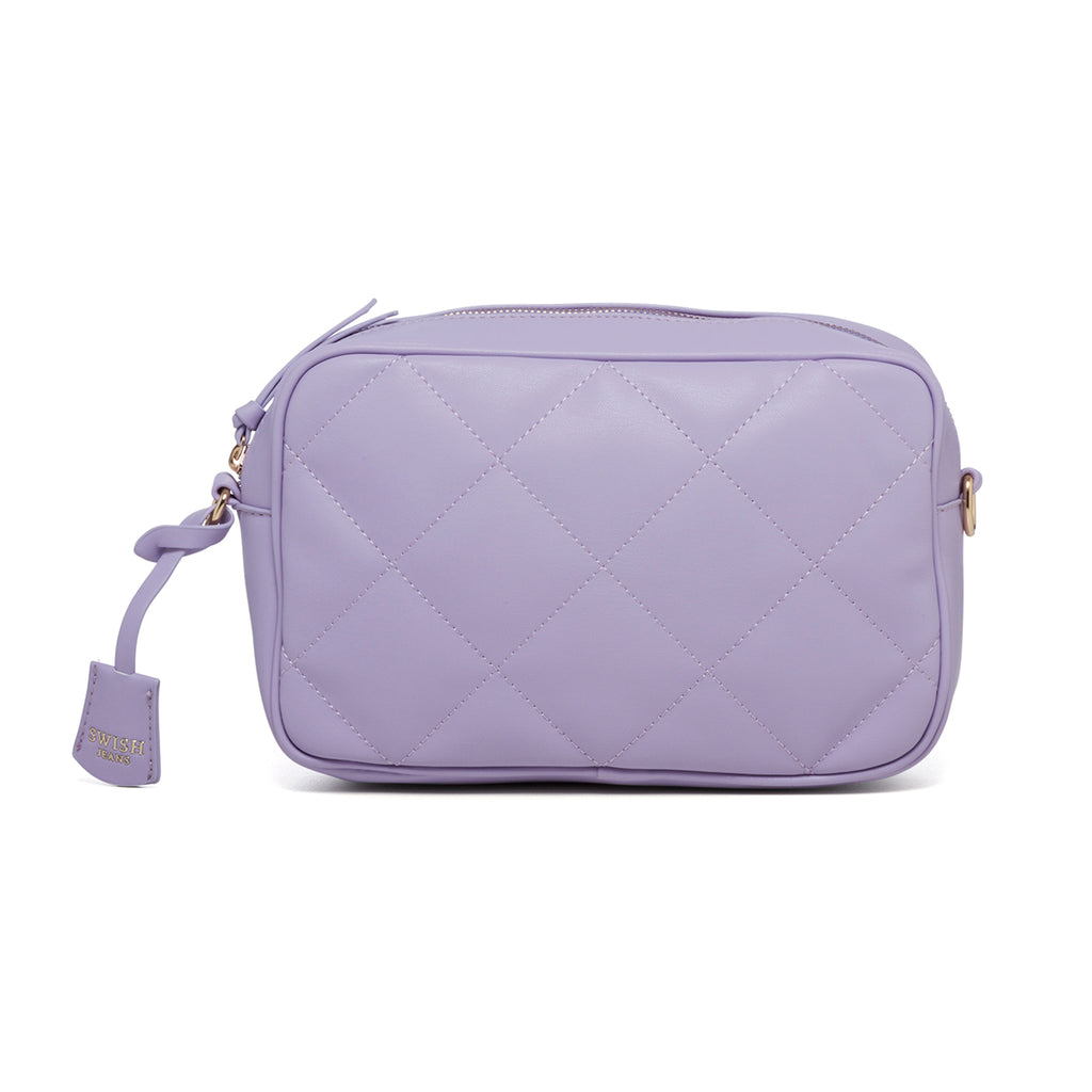 Borsa a tracolla lilla effetto trapuntato Swish Jeans Teddy