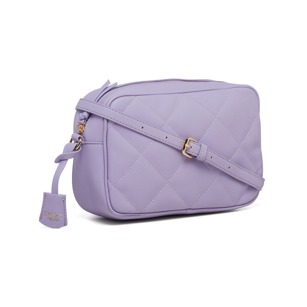 Borsa a tracolla lilla effetto trapuntato Swish Jeans Teddy