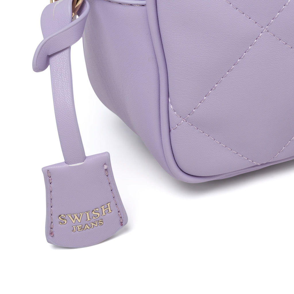 Borsa a tracolla lilla effetto trapuntato Swish Jeans Teddy