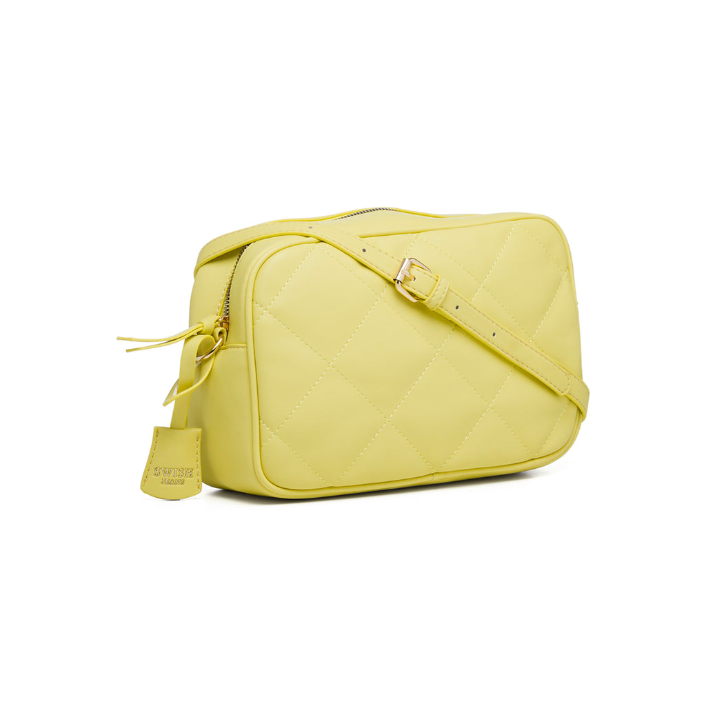 Borsa a tracolla gialla effetto trapuntato Swish Jeans Teddy