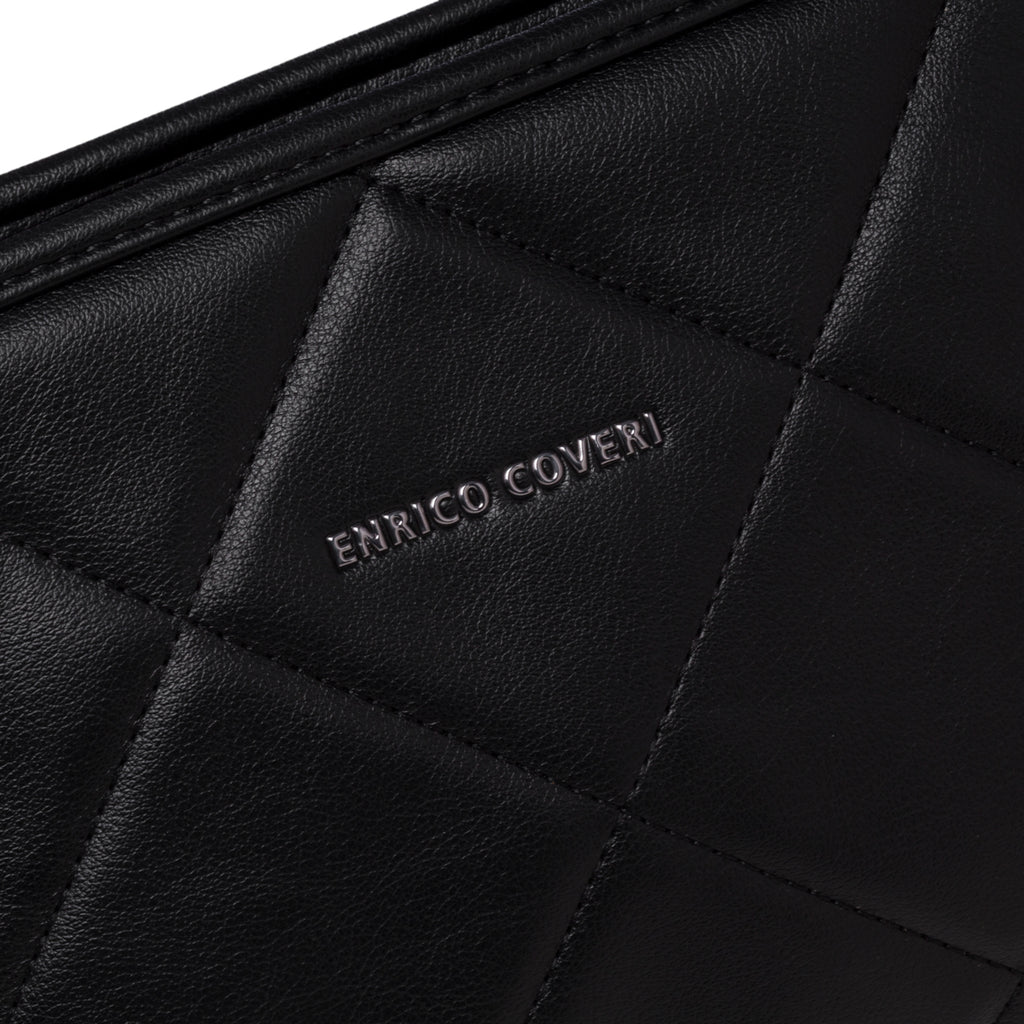 Borsa a tracolla trapuntata nera da donna Enrico Coveri