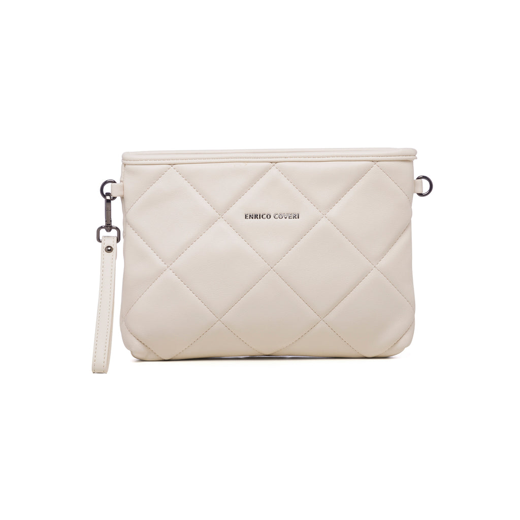 Borsa a tracolla trapuntata off-white da donna Enrico Coveri