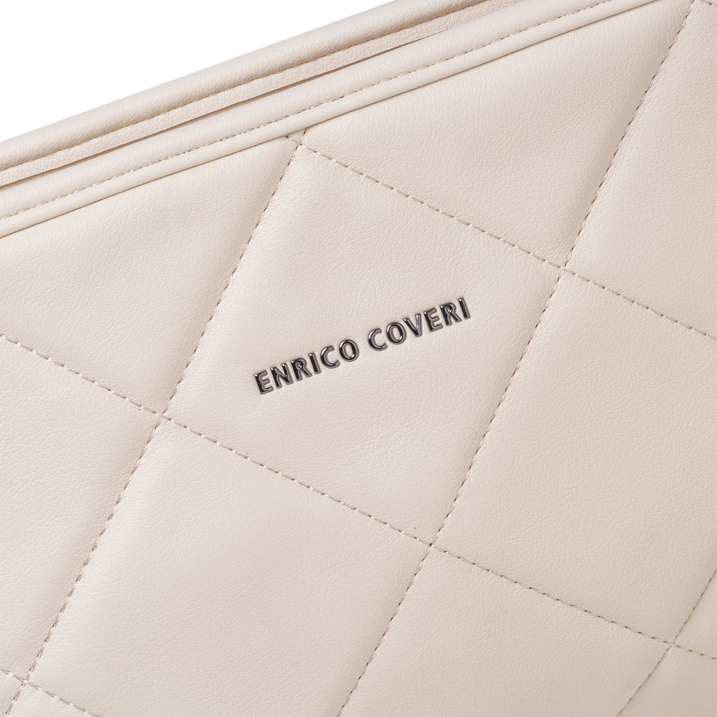Borsa a tracolla trapuntata off-white da donna Enrico Coveri