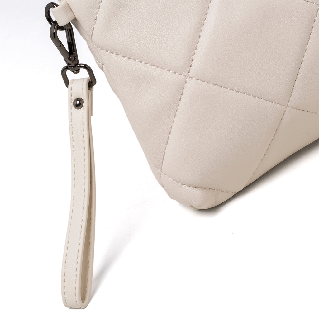 Borsa a tracolla trapuntata off-white da donna Enrico Coveri