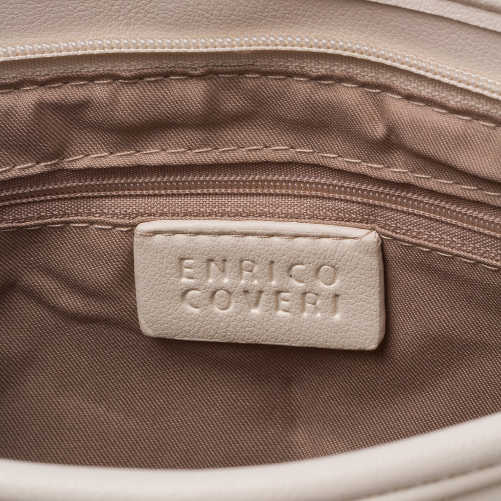Borsa a tracolla trapuntata off-white da donna Enrico Coveri