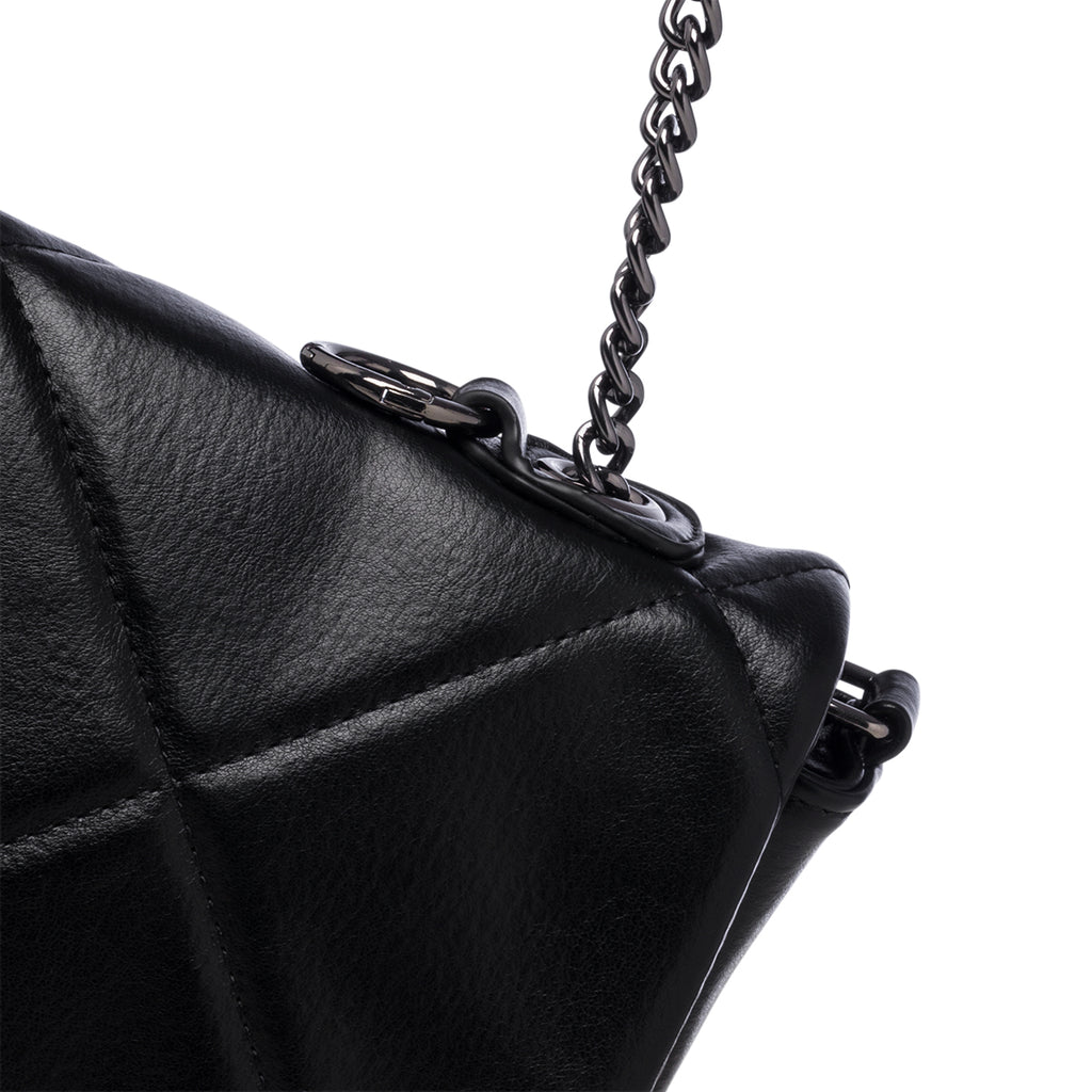 Borsa a tracolla trapuntata nera da donna con manico a catena Enrico Coveri