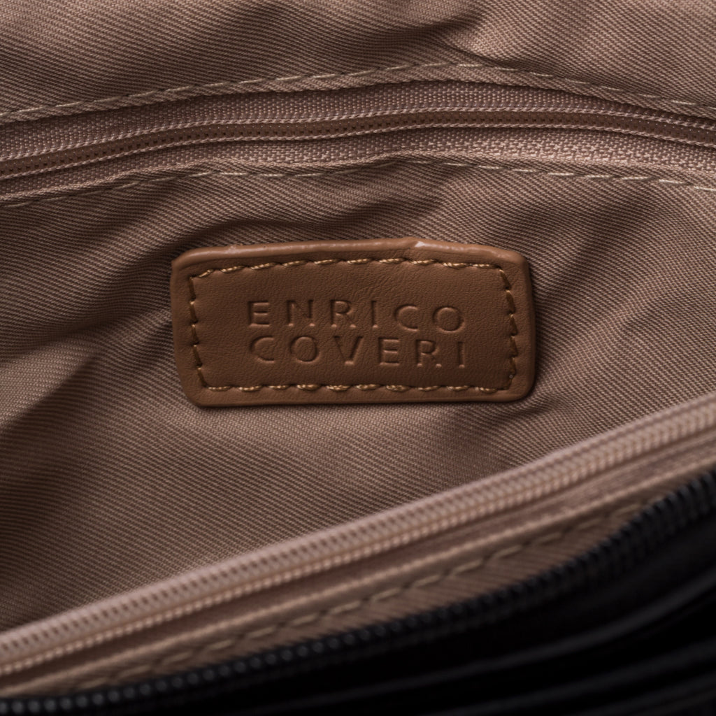 Borsa a tracolla trapuntata nera da donna con manico a catena Enrico Coveri