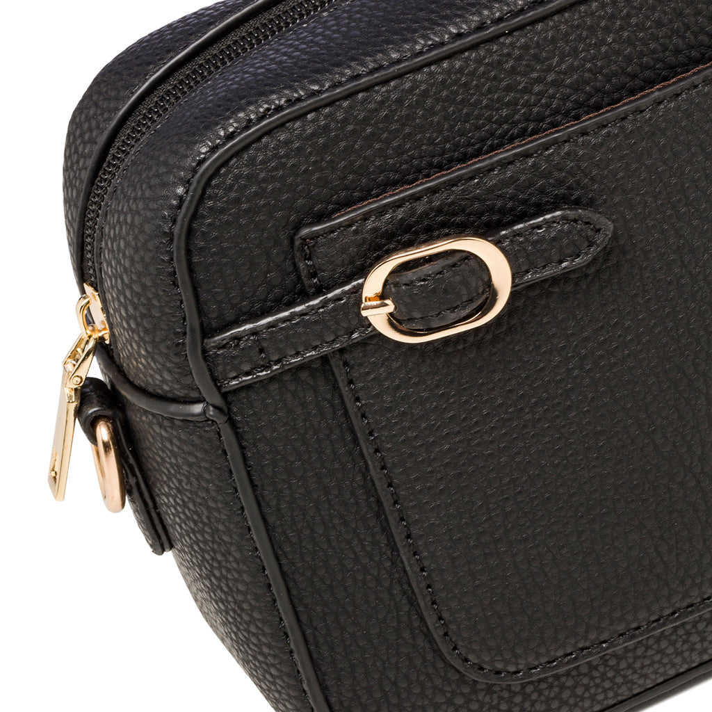 Borsa a tracolla nera da donna con logo in metallo Swish Jeans Alina