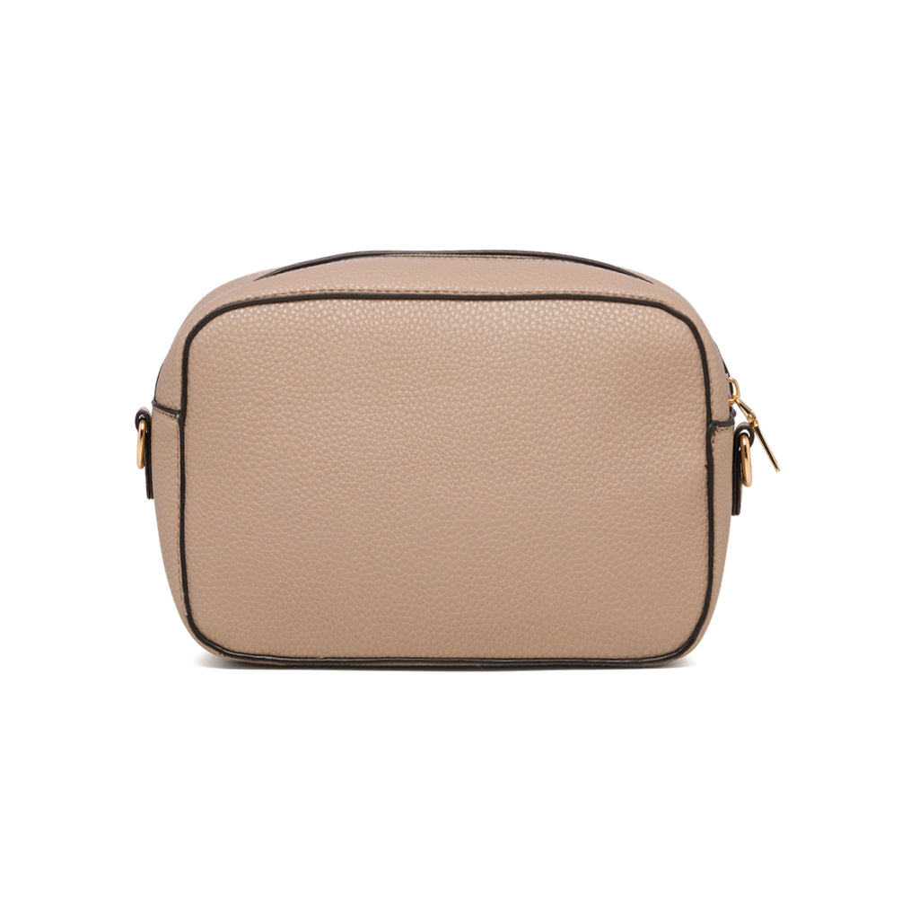 Borsa a tracolla beige da donna con logo in metallo Swish Jeans Alina