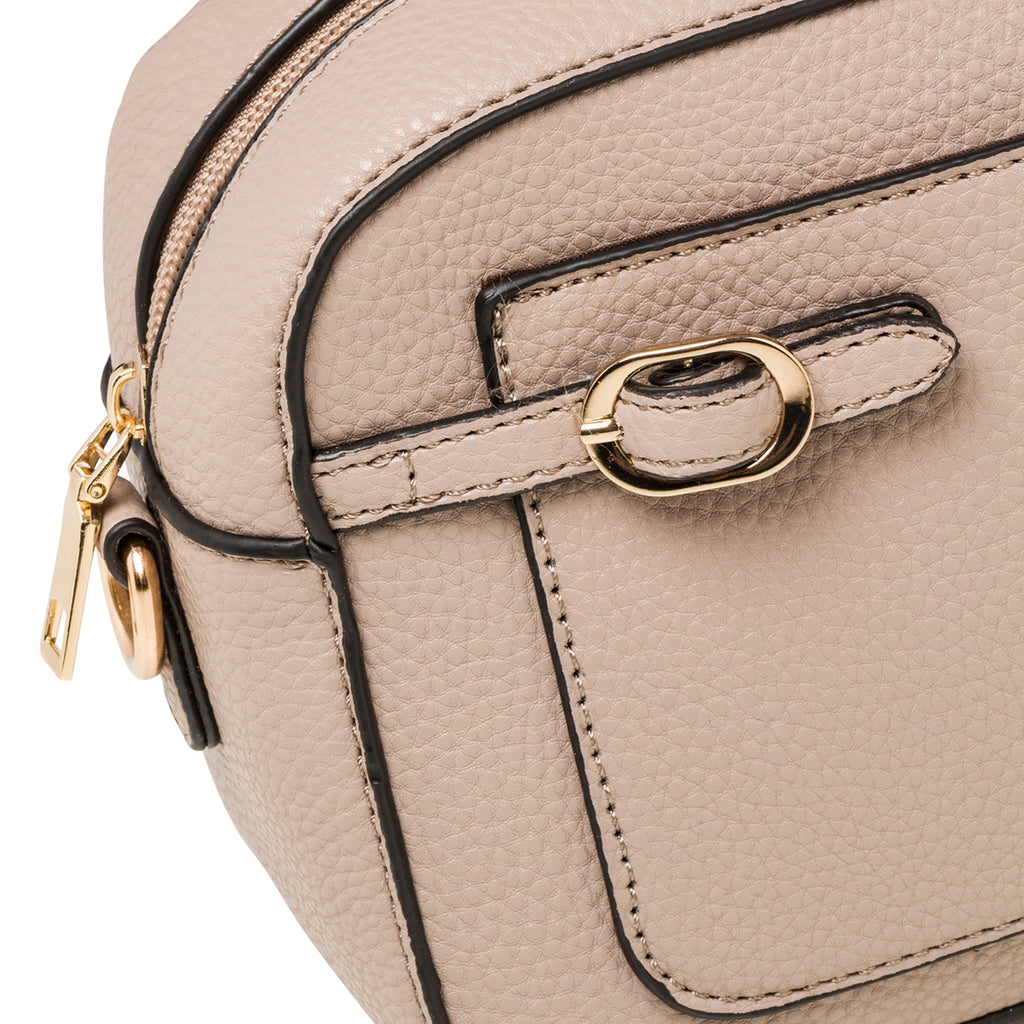 Borsa a tracolla beige da donna con logo in metallo Swish Jeans Alina