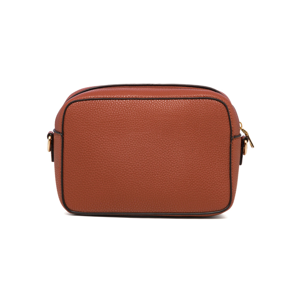 Borsa a tracolla color cuoio da donna con logo in metallo Swish Jeans Alina