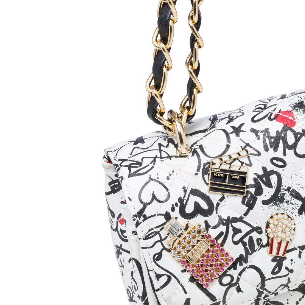 Borsa a tracolla bianca trapuntata con stampa a contrasto ALDO Lovenne