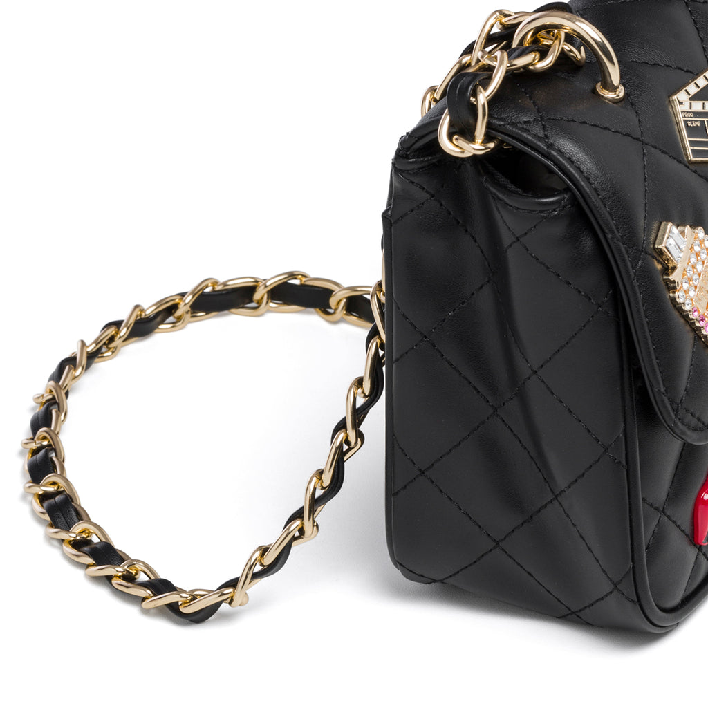 Borsa a tracolla nera trapuntata con stampa a contrasto ALDO Lovenne