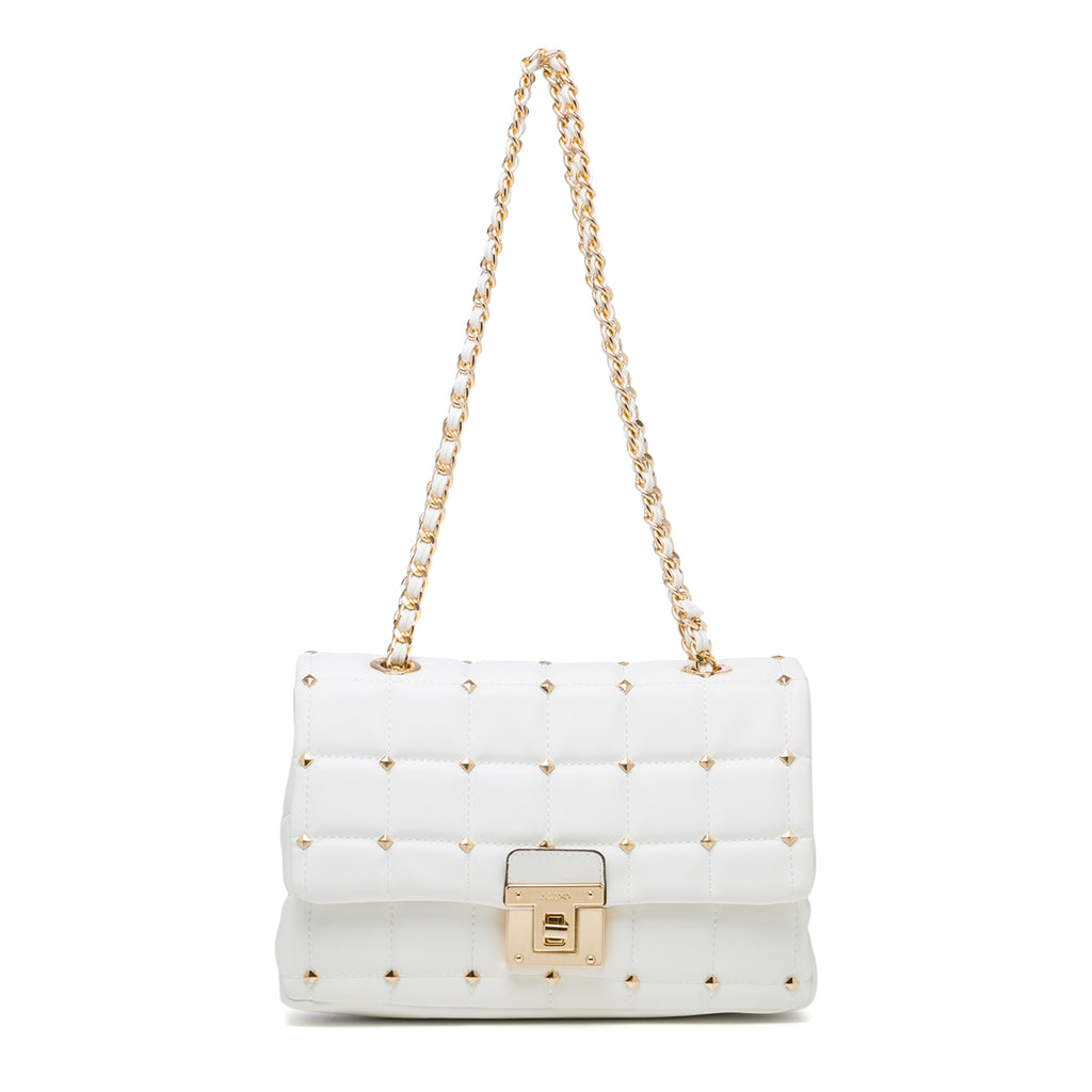 Borsa a tracolla bianca da donna con borchie piramidali ALDO Olelirin