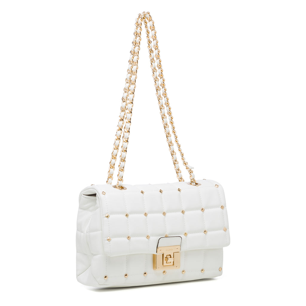 Borsa a tracolla bianca da donna con borchie piramidali ALDO Olelirin
