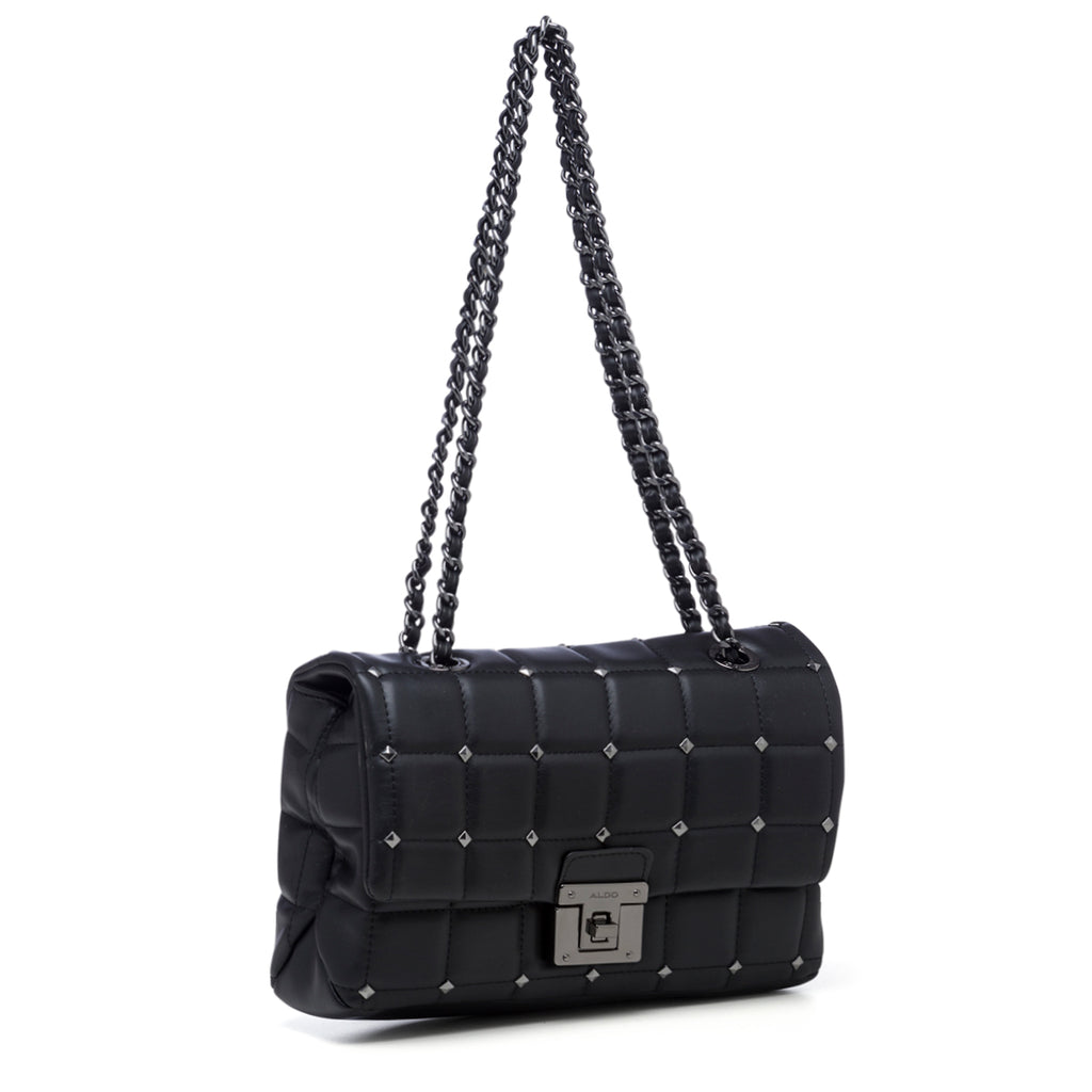 Borsa a tracolla nera da donna con borchie piramidali ALDO Olelirin