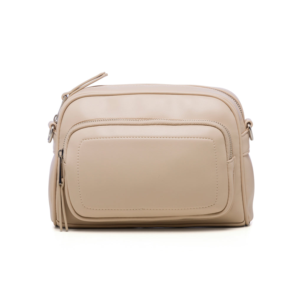 Borsa nude da donna con tracolla lunga argento Lora Ferres