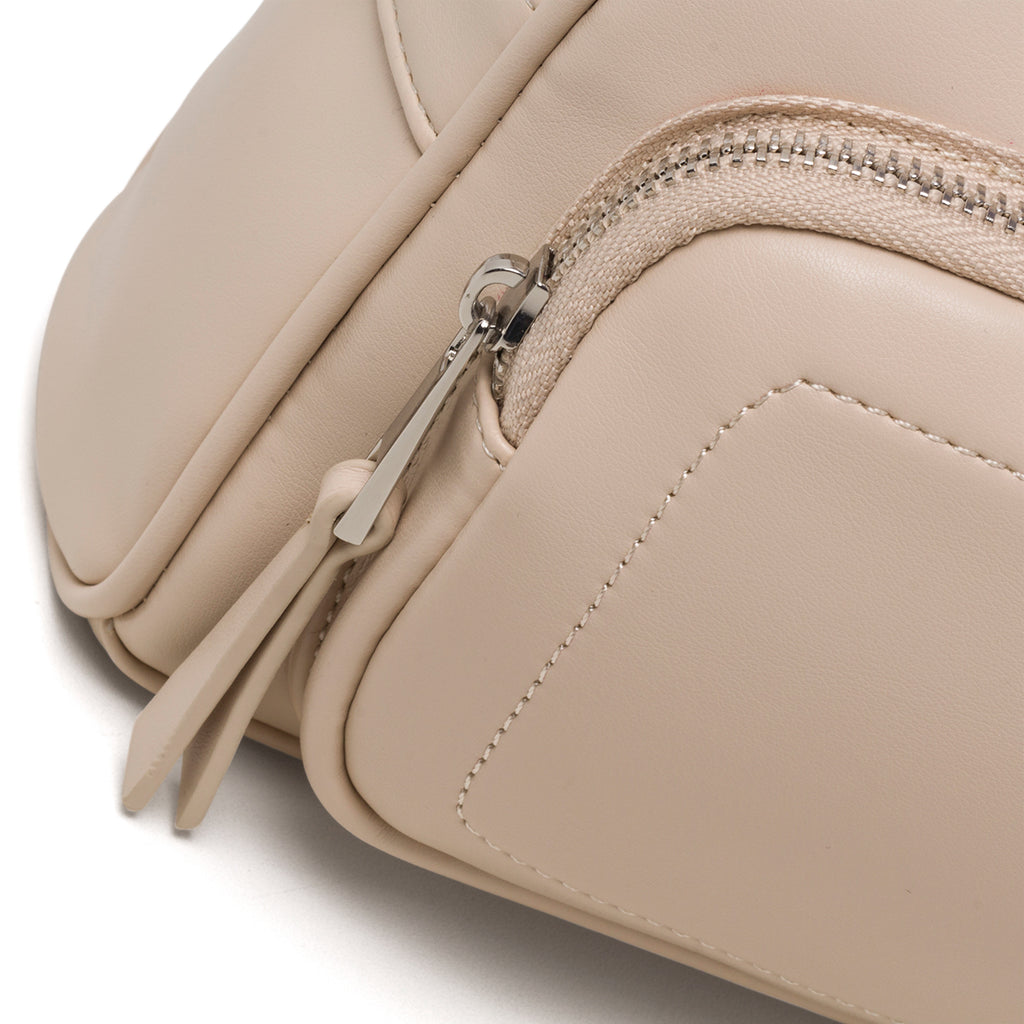 Borsa nude da donna con tracolla lunga argento Lora Ferres