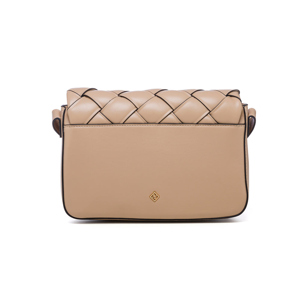 Borsa a tracolla beige in pelle vegana effetto intrecciato Call It Spring Crisscross