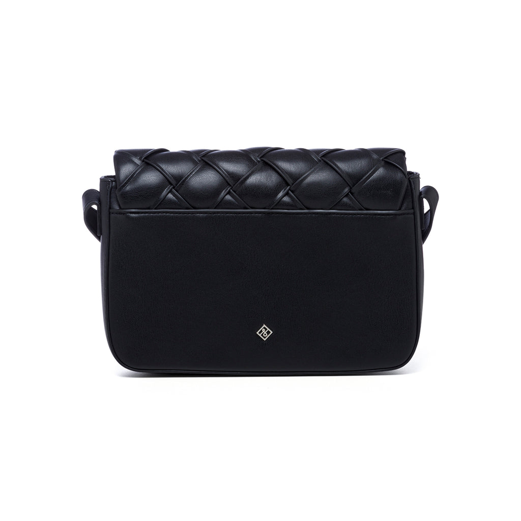 Borsa a tracolla nera in pelle vegana effetto intrecciato Call It Spring Crisscross