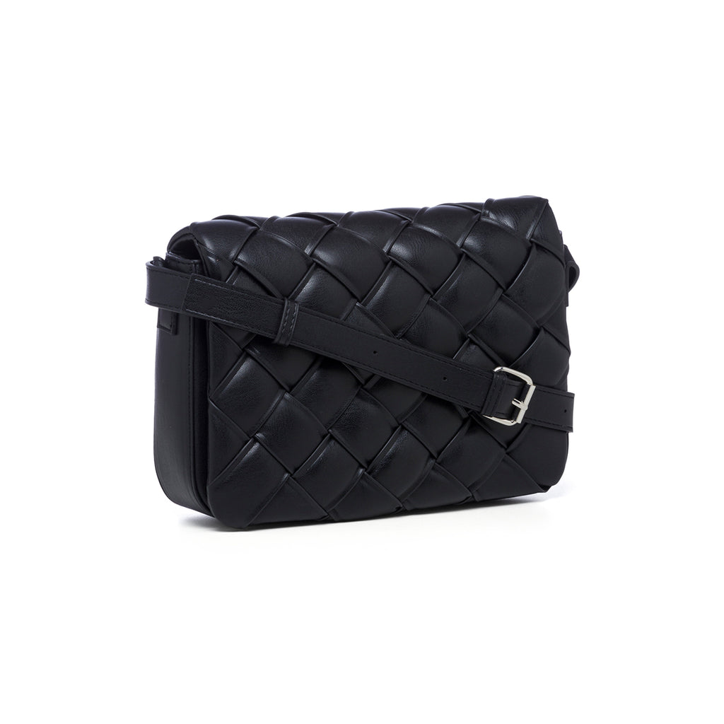 Borsa a tracolla nera in pelle vegana effetto intrecciato Call It Spring Crisscross