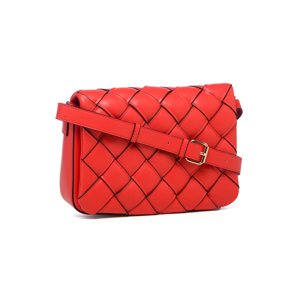 Borsa a tracolla arancione in pelle vegana effetto intrecciato Call It Spring Crisscross