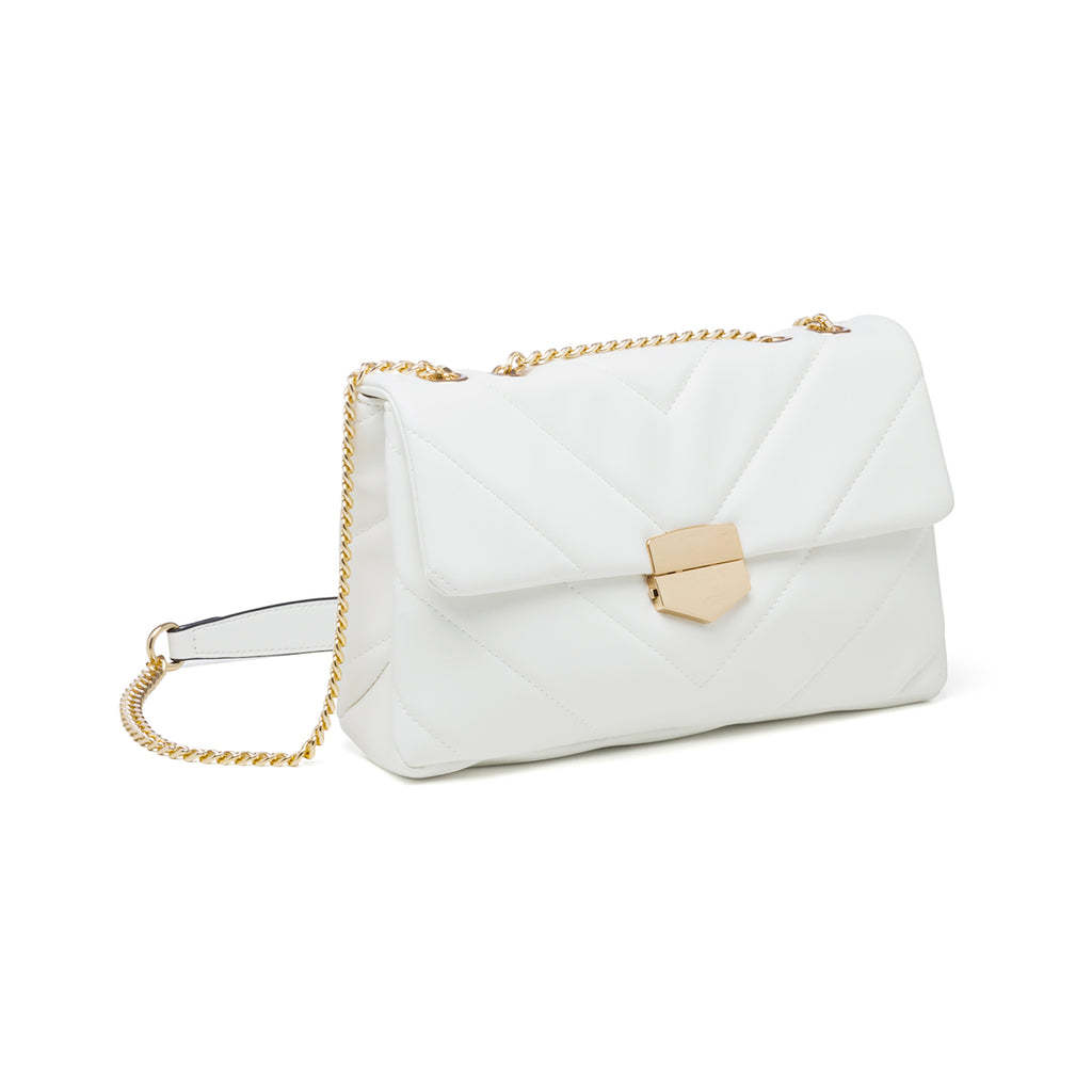 Borsa a tracolla bianca in pelle vegana trapuntata Call It Spring Millaa