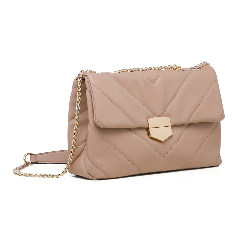 Borsa a tracolla marrone in pelle vegana trapuntata Call It Spring Millaa