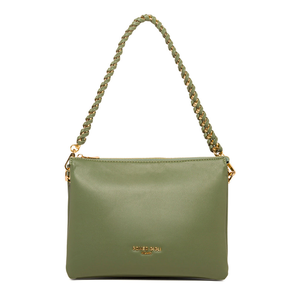 Borsa a tracolla verde da donna con manico a catena Romeo Gigli Milano Lydia