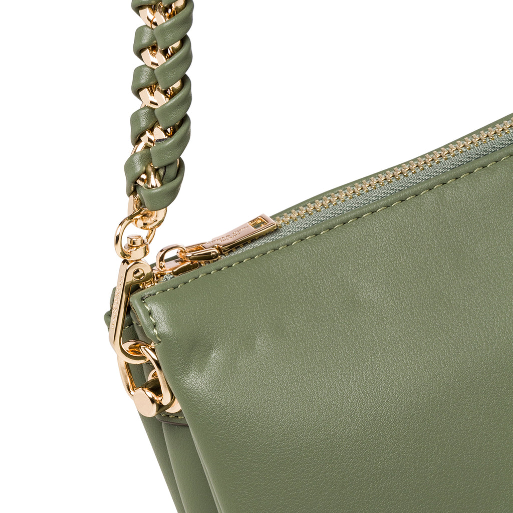 Borsa a tracolla verde da donna con manico a catena Romeo Gigli Milano Lydia