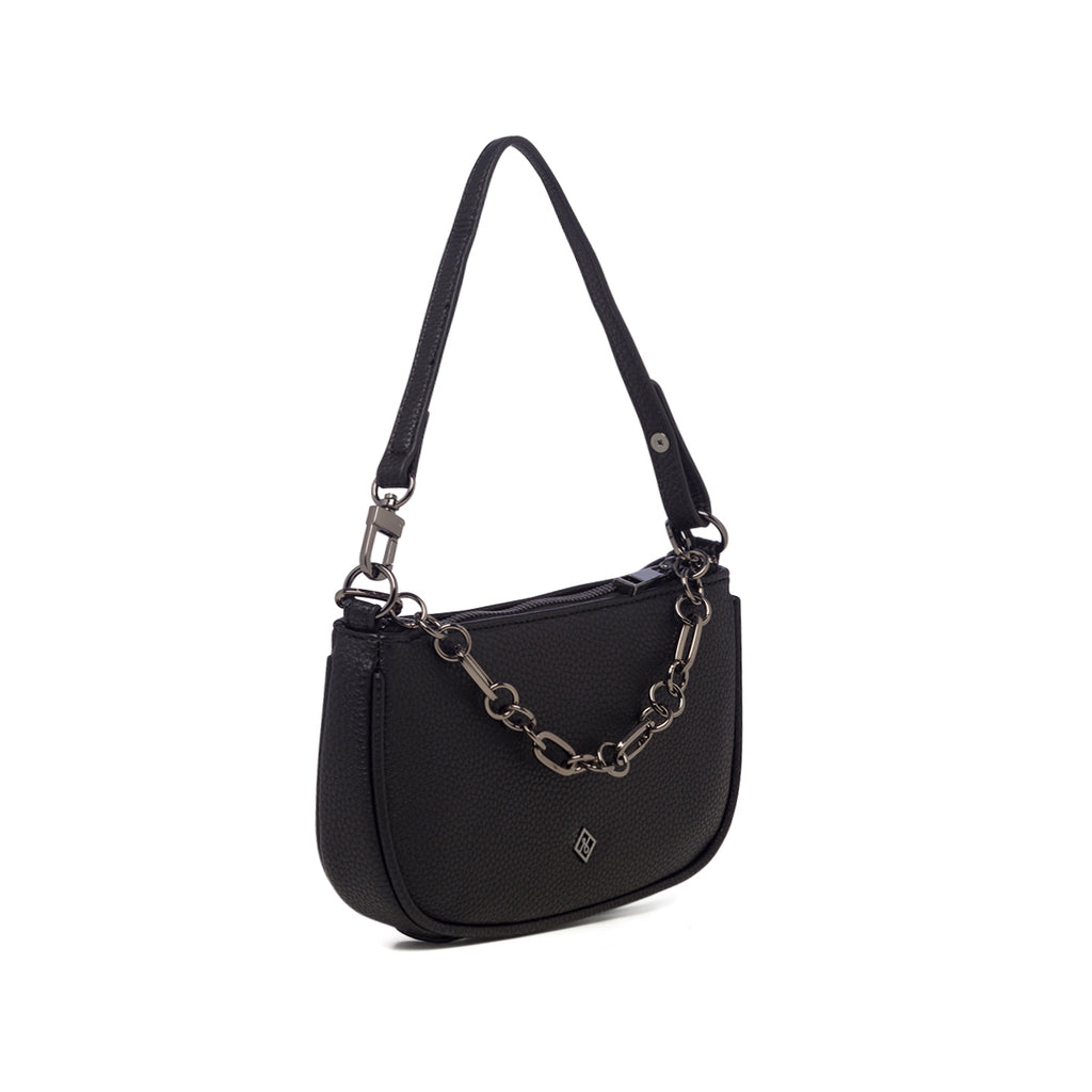 Borsa a tracolla nera da donna in pelle vegana martellata Call It Spring Bijoo