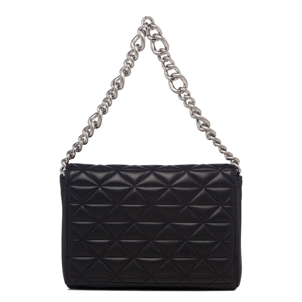 Borsa a tracolla nera da donna in pelle vegana trapuntata Call It Spring Hamptons