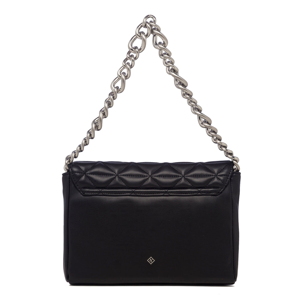 Borsa a tracolla nera da donna in pelle vegana trapuntata Call It Spring Hamptons