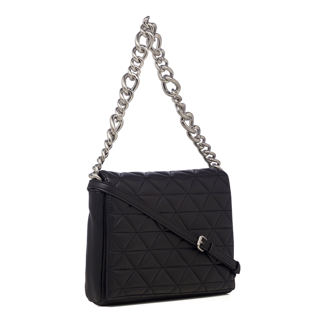 Borsa a tracolla nera da donna in pelle vegana trapuntata Call It Spring Hamptons