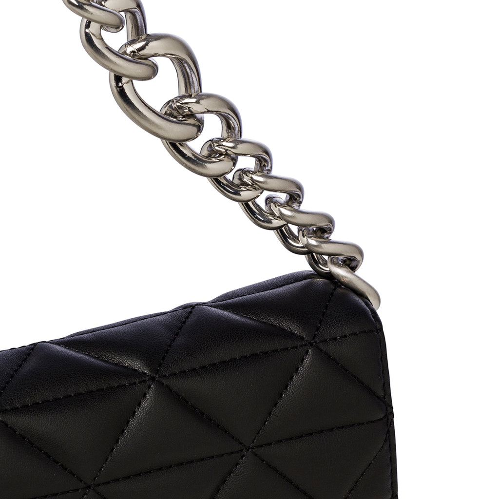 Borsa a tracolla nera da donna in pelle vegana trapuntata Call It Spring Hamptons