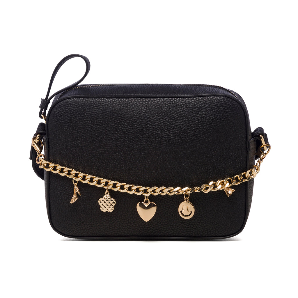 Borsa a tracolla nera da donna in pelle vegana martellata Call It Spring Trinket