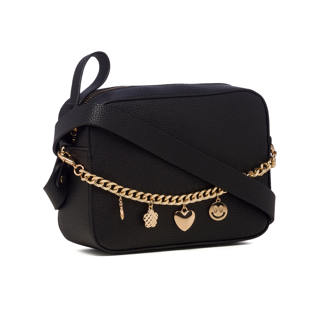 Borsa a tracolla nera da donna in pelle vegana martellata Call It Spring Trinket