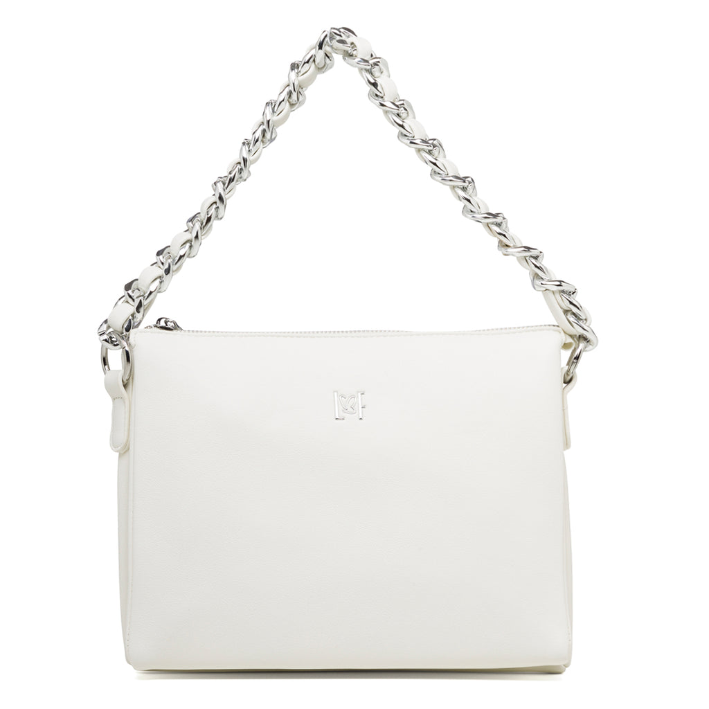 Borsa a tracolla bianca da donna con manico a catena Lora Ferres