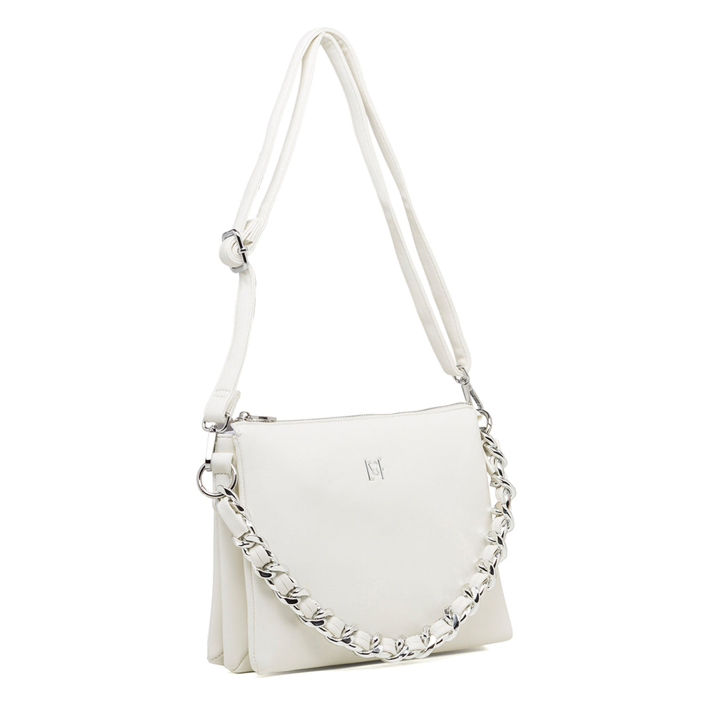 Borsa a tracolla bianca da donna con manico a catena Lora Ferres