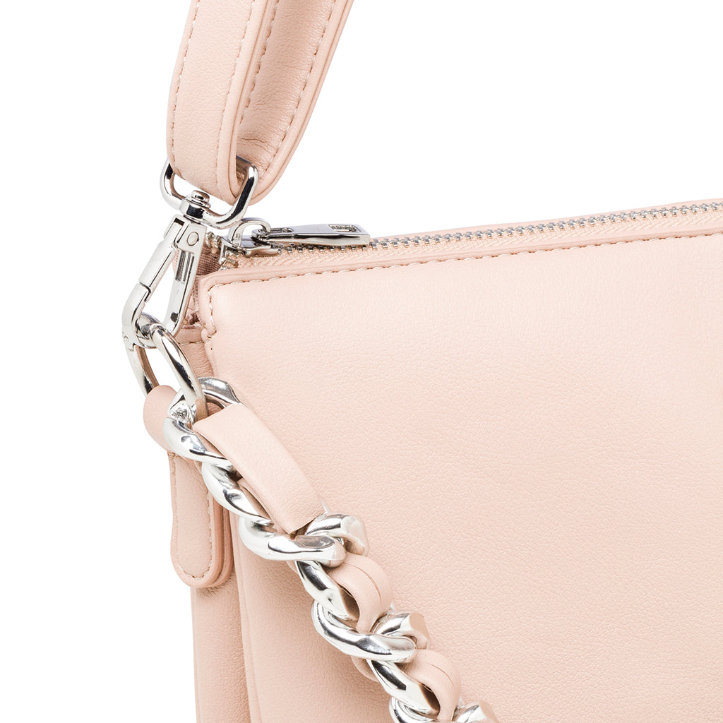 Borsa a tracolla nude da donna con manico a catena Lora Ferres