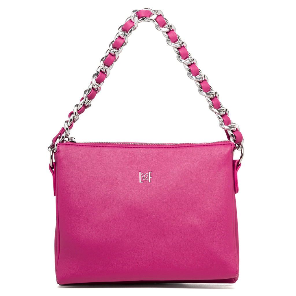 Borsa a tracolla fucsia da donna con manico a catena Lora Ferres