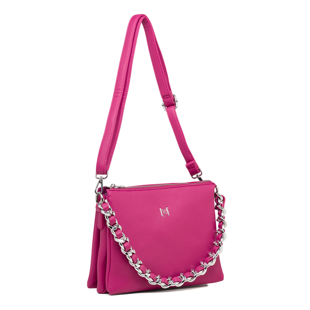 Borsa a tracolla fucsia da donna con manico a catena Lora Ferres