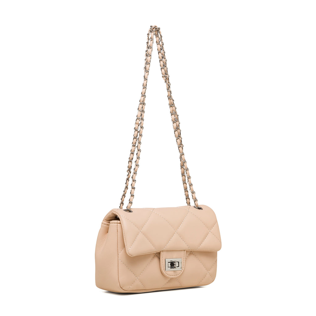 Borsa a tracolla trapuntata nude da donna Lora Ferres