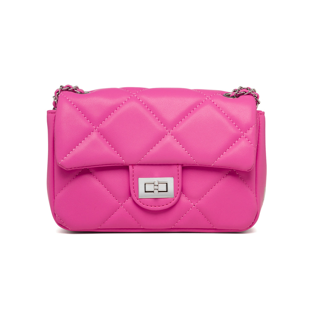 Borsa a tracolla trapuntata fucsia da donna Lora Ferres